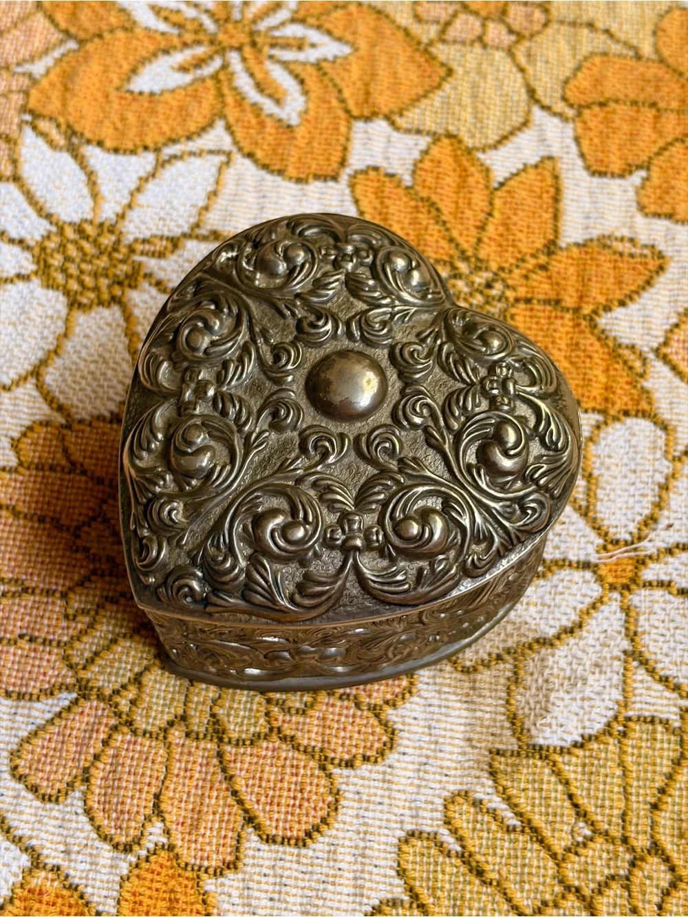 🧿✨ Vintage 1980s Silver Heart Trinket Box ✨🧿